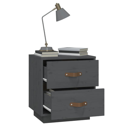 Solid Pine Grey Bedside Cabinet - 40x34x45 cm