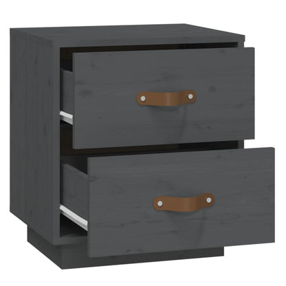 Solid Pine Grey Bedside Cabinet - 40x34x45 cm