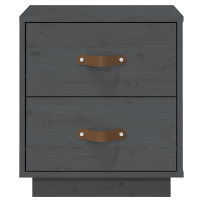 Grey Solid Wood Pine Bedside Cabinets - Set of 2 (40x34x45 cm)