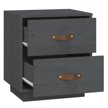 Grey Solid Wood Pine Bedside Cabinets - Set of 2 (40x34x45 cm)