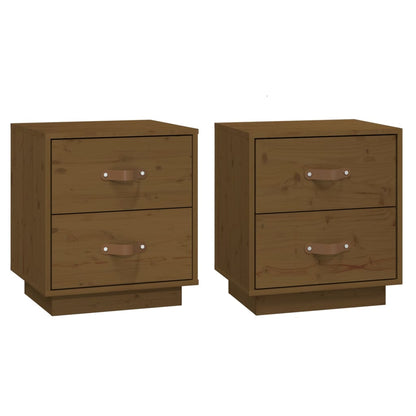 Honey Brown Solid Pine Bedside Cabinets 2 pcs - 40x34x45 cm