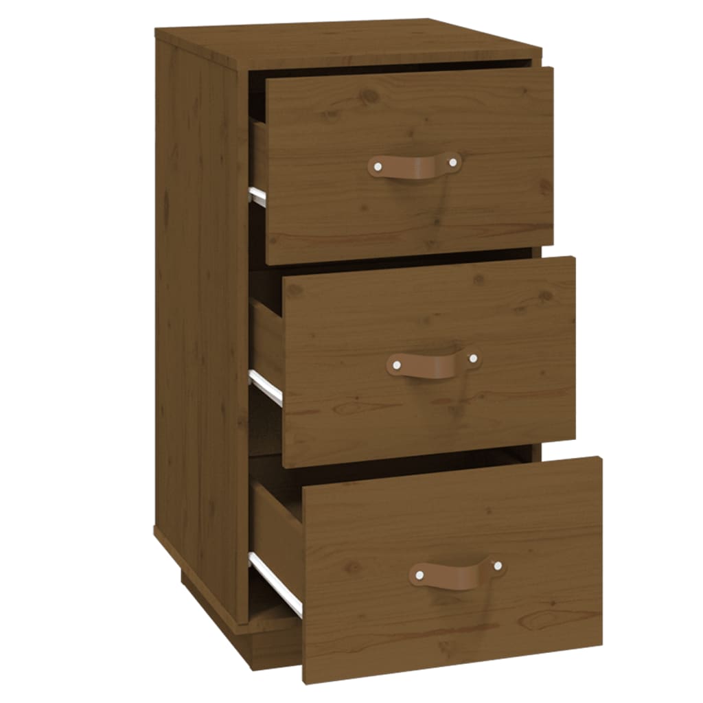 Pair of Honey Brown Solid Pine Bedside Cabinets - 40x40x75 cm
