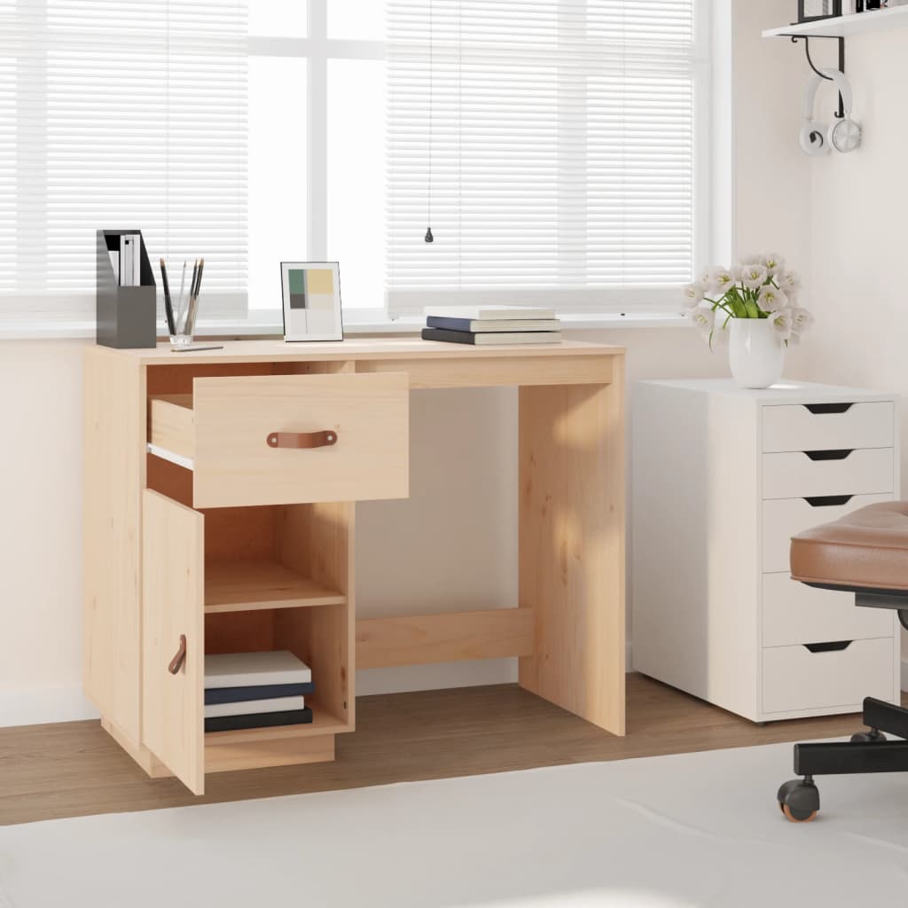 Solid Pine Wood Desk 95x50x75 cm - Elegant & Durable Workspace