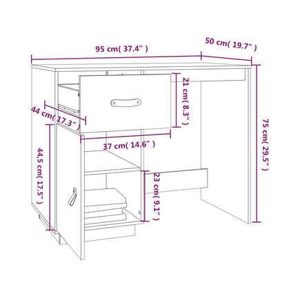 Solid Pine Wood Desk 95x50x75 cm - Elegant & Durable Workspace