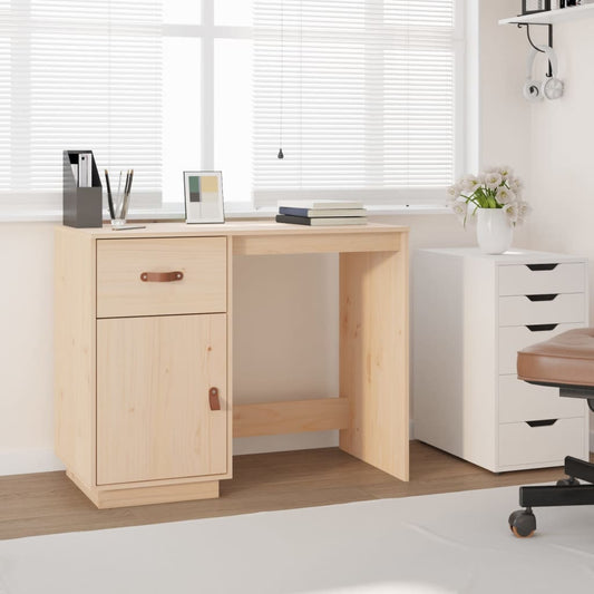 Solid Pine Wood Desk 95x50x75 cm - Elegant & Durable Workspace