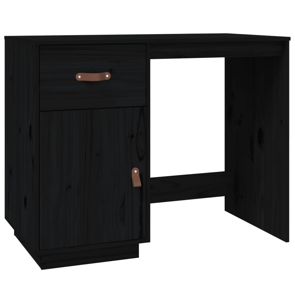 Solid Pine Wood Desk - Black, 95x50x75 cm