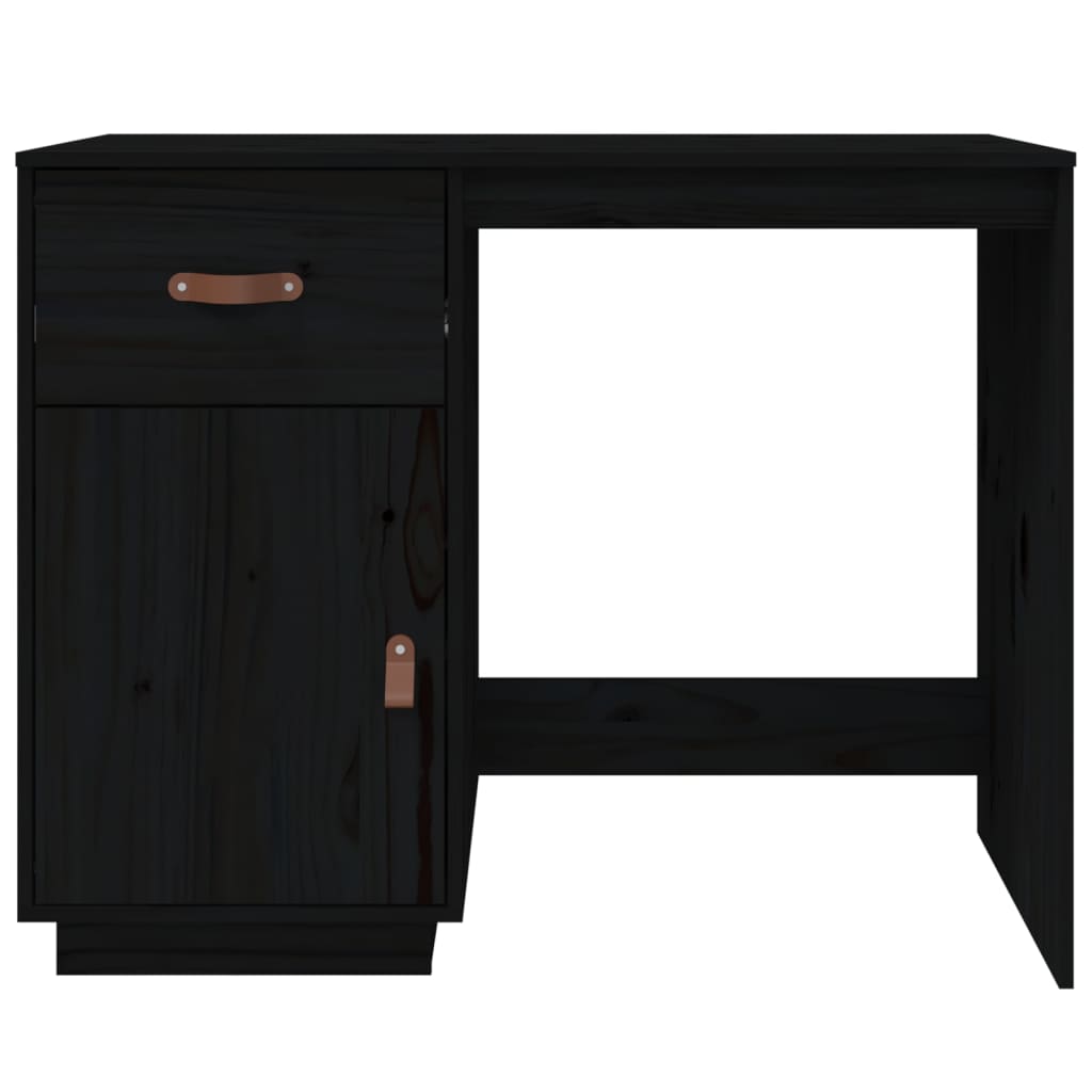 Solid Pine Wood Desk - Black, 95x50x75 cm