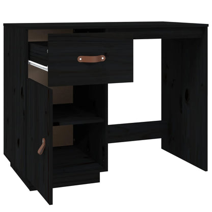 Solid Pine Wood Desk - Black, 95x50x75 cm
