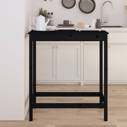 Solid Pine Black Bar Table, 100x50x110 cm, Elegant & Durable