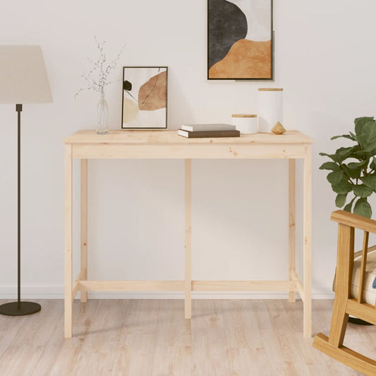 Solid Pine Wood Bar Table 140x80x110 cm - Natural Finish