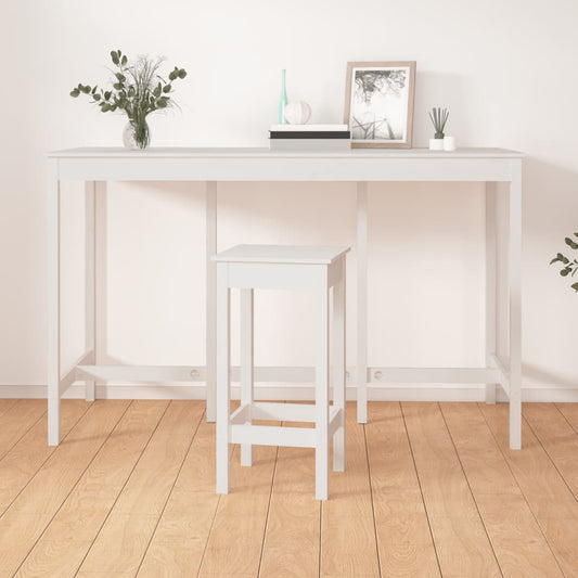 Solid Pine Bar Table - White 180x80x110 cm | Stylish & Durable