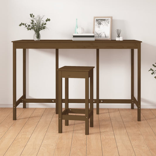 Solid Pine Bar Table, Honey Brown, 180x80x110 cm