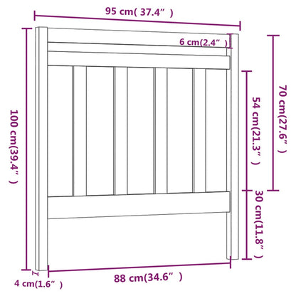 Solid Pine Wood White Bed Headboard 95x4x100 cm