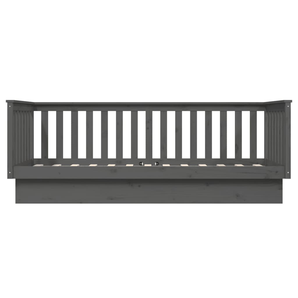 Solid Pine Grey Day Bed Frame 80x200 cm - No Mattress Included