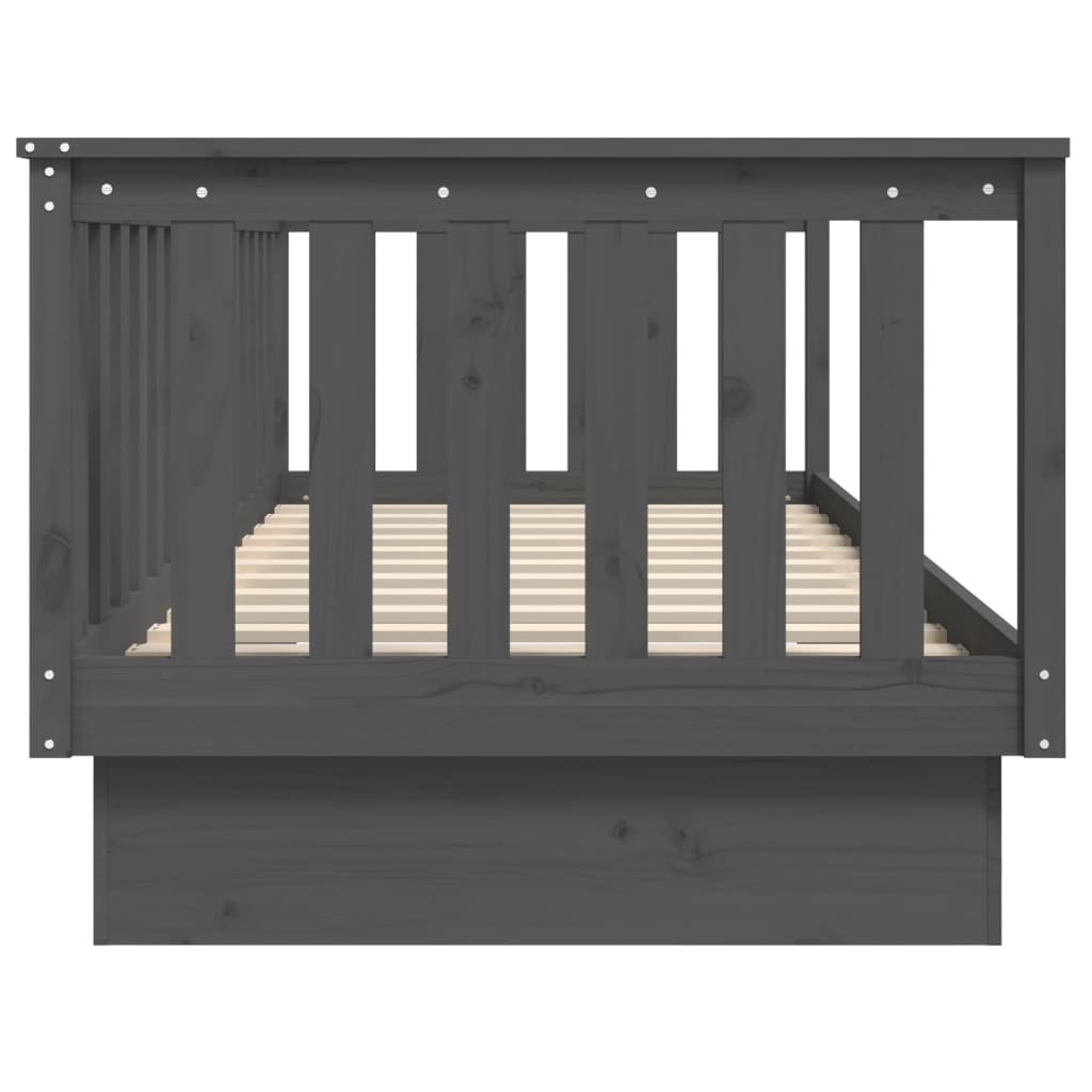 Solid Pine Grey Day Bed Frame 80x200 cm - No Mattress Included
