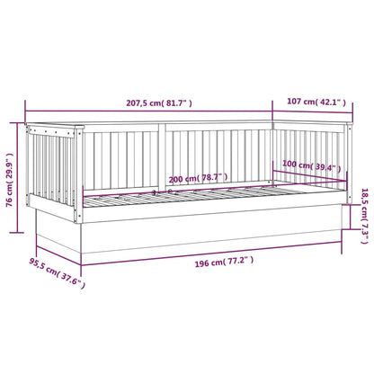 Day Bed without Mattress Grey 100x200 cm Solid Wood Pine