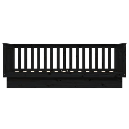 Black Solid Pine Wood Day Bed Frame 100x200 cm - No Mattress Included
