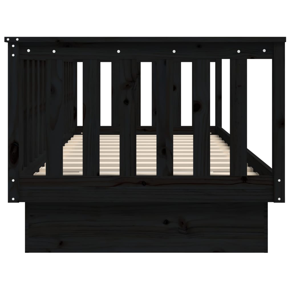 Black Solid Pine Wood Day Bed Frame 100x200 cm - No Mattress Included