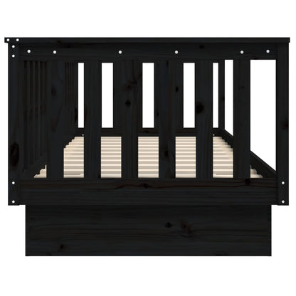 Black Solid Pine Wood Day Bed Frame 100x200 cm - No Mattress Included