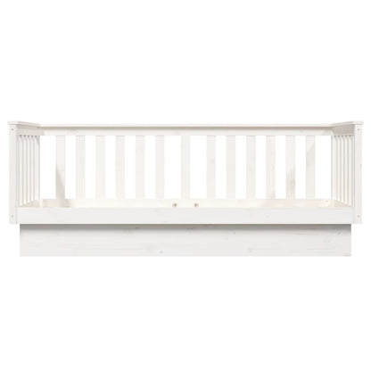 Day Bed without Mattress White 75x190 cm Small Single Solid Wood Pine