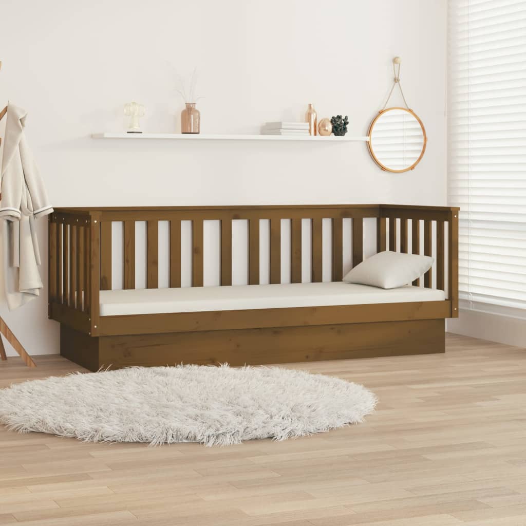 Honey Brown Pine Day Bed Frame 75x190cm - No Mattress Included