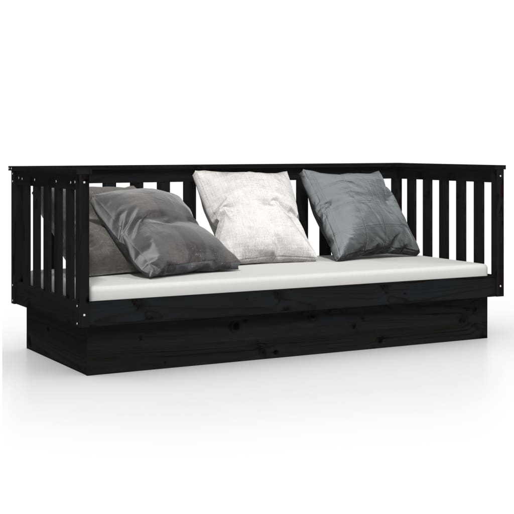 Black Pine Solid Wood Day Bed Frame 75x190 cm - No Mattress