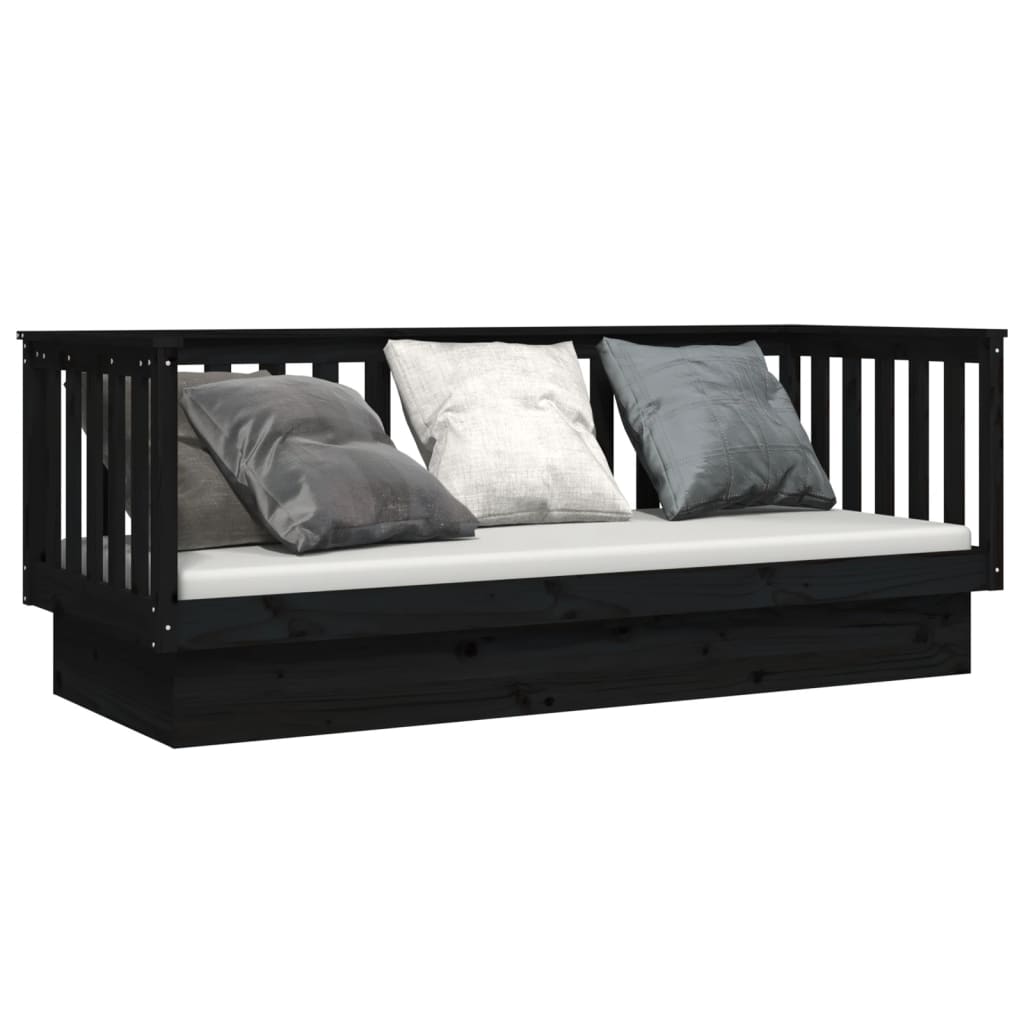 Black Pine Solid Wood Day Bed Frame 75x190 cm - No Mattress