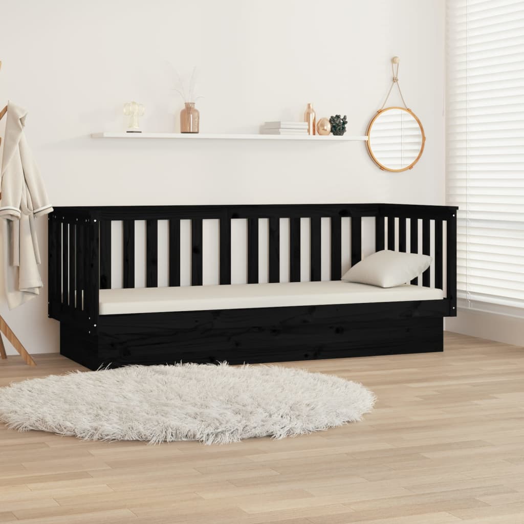 Black Pine Solid Wood Day Bed Frame 75x190 cm - No Mattress