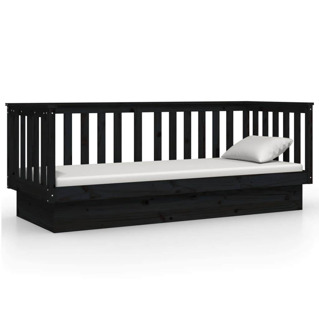 Black Pine Solid Wood Day Bed Frame 75x190 cm - No Mattress