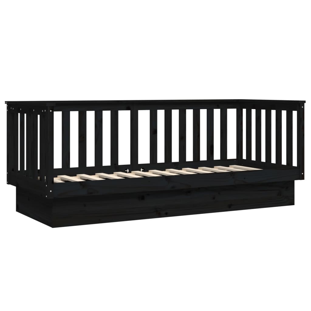 Black Pine Solid Wood Day Bed Frame 75x190 cm - No Mattress