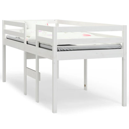 Solid Wood White High Sleeper Bed Frame 90x200 cm, No Mattress