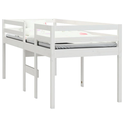 Solid Wood White High Sleeper Bed Frame 90x200 cm, No Mattress