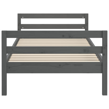Grey Solid Pine Wood Bed Frame 90x200 cm - No Mattress Included