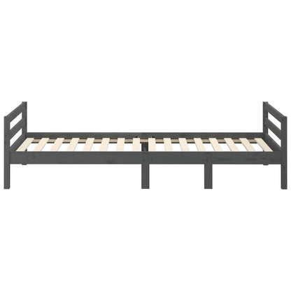 Grey Solid Pine Wood Bed Frame 90x200 cm - No Mattress Included