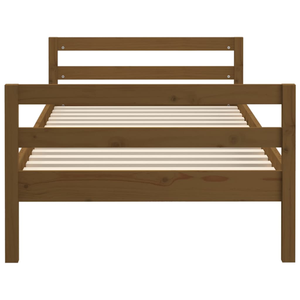 Solid Pine Bed Frame, Honey Brown, 90x200 cm - No Mattress Included