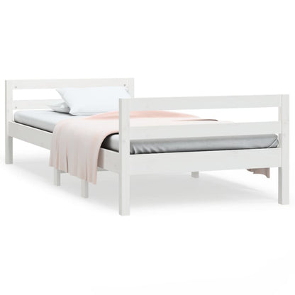 Solid Pine Wood Bed Frame, White, 80x200 cm, No Mattress Included