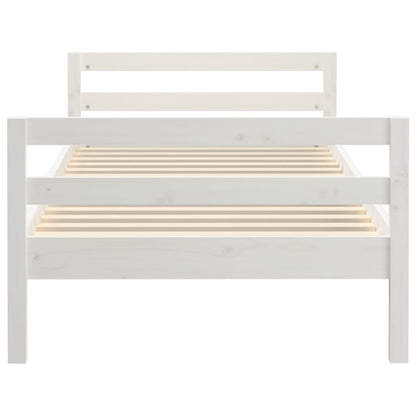 Solid Pine Wood Bed Frame, White, 80x200 cm, No Mattress Included