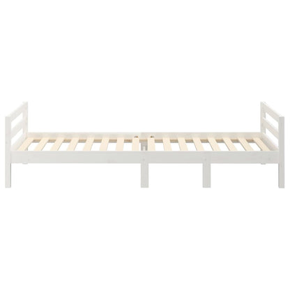 Solid Pine Wood Bed Frame, White, 80x200 cm, No Mattress Included