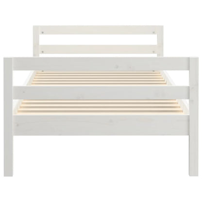 Solid Pine Wood Bed Frame, White 90x190 cm, Single Size
