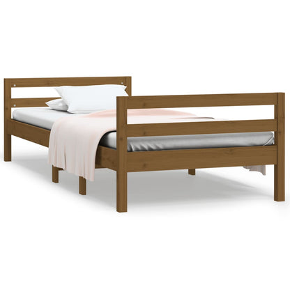 Solid Pine Wood Bed Frame, Honey Brown, 75x190cm Small Single