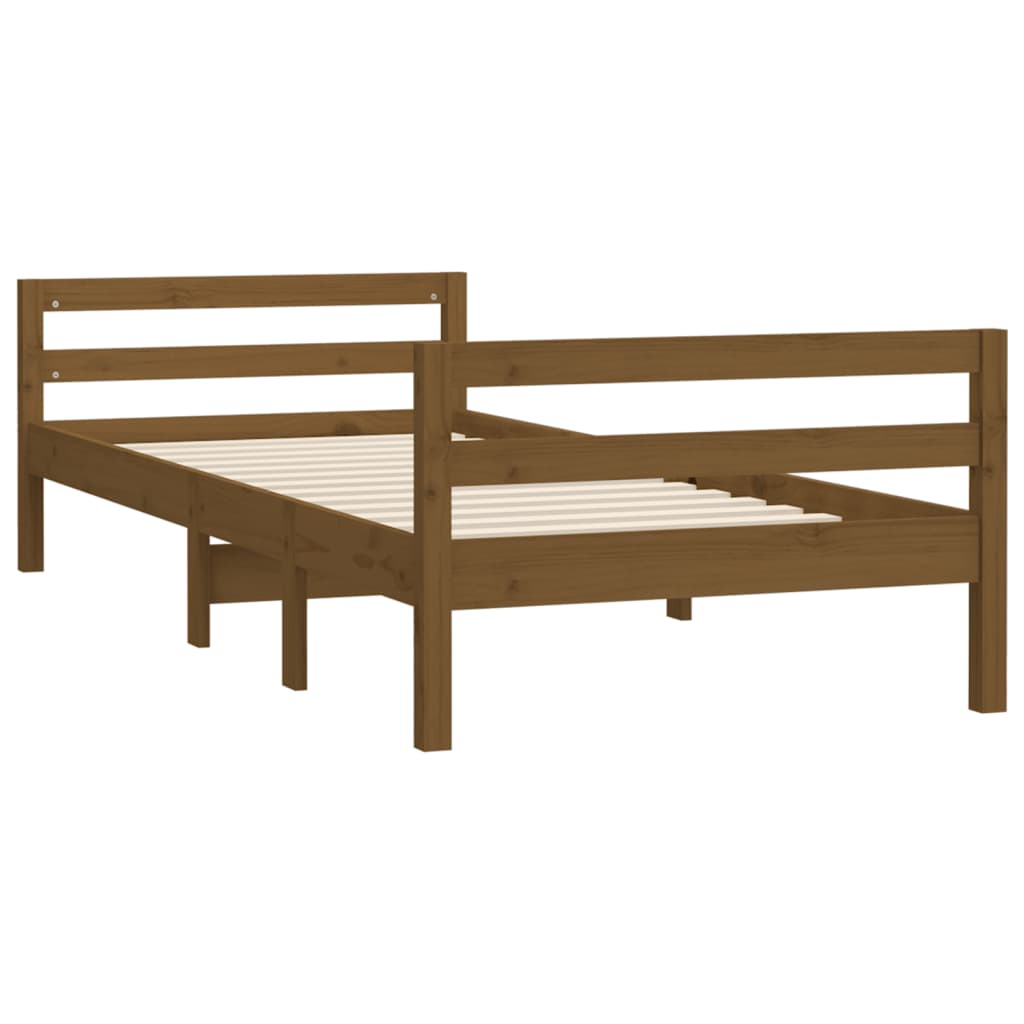 Solid Pine Wood Bed Frame, Honey Brown, 75x190cm Small Single