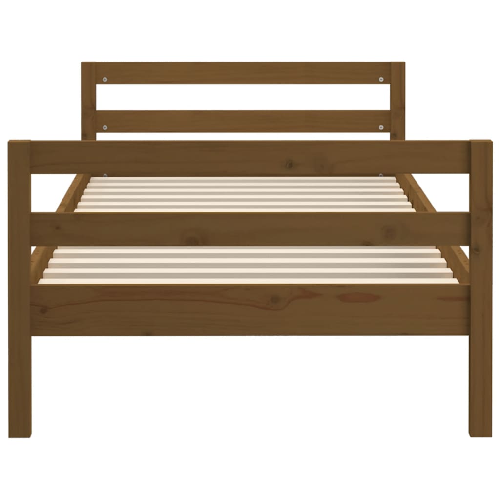 Solid Pine Wood Bed Frame, Honey Brown, 75x190cm Small Single