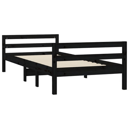 Solid Pine Black Bed Frame 75x190 cm - Small Single Wood Design