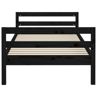 Solid Pine Black Bed Frame 75x190 cm - Small Single Wood Design