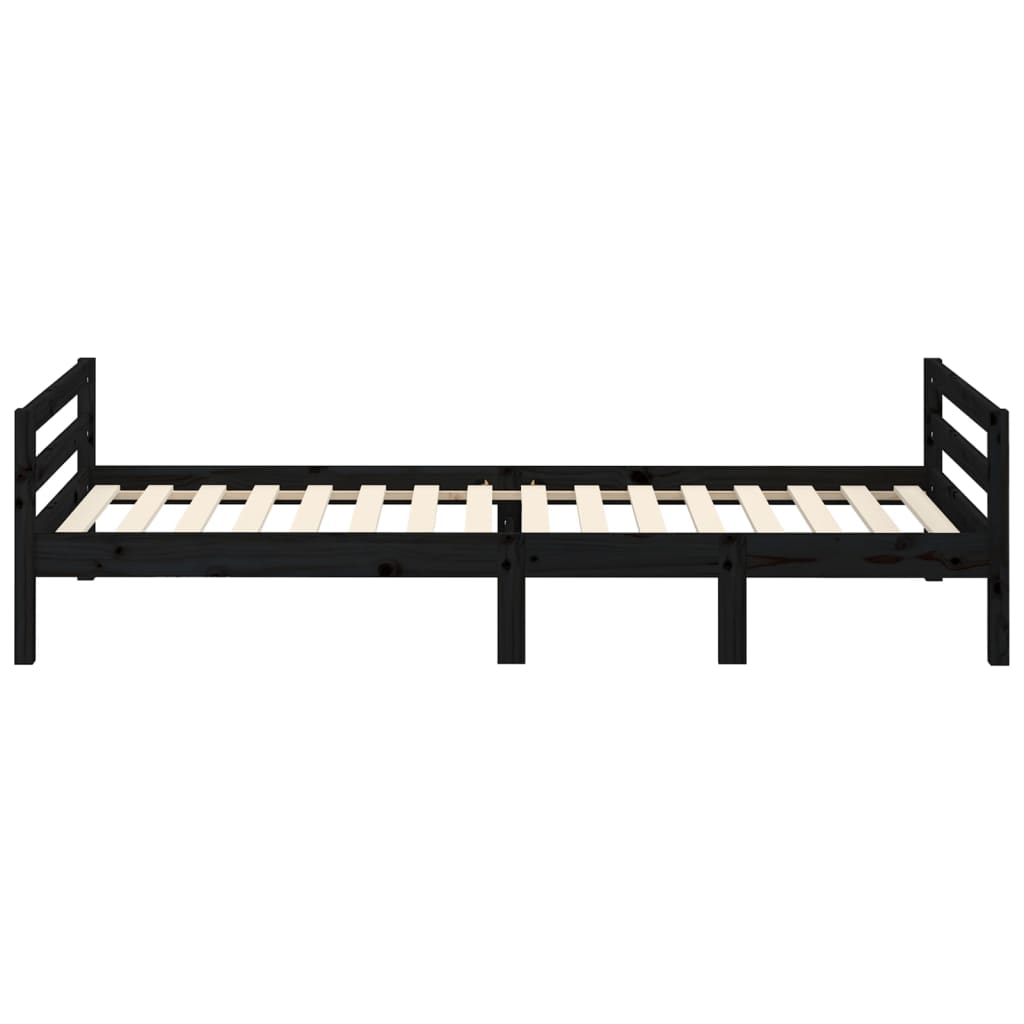 Solid Pine Black Bed Frame 75x190 cm - Small Single Wood Design