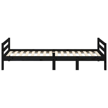 Solid Pine Black Bed Frame 75x190 cm - Small Single Wood Design