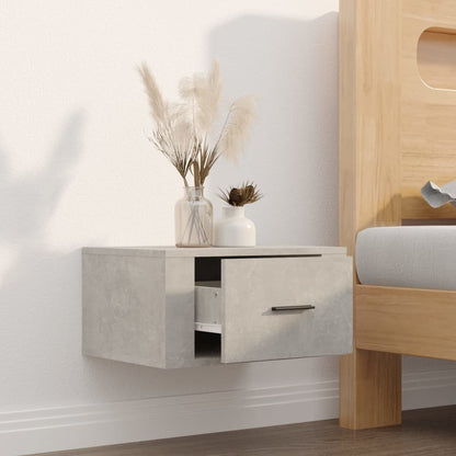 Concrete Grey Wall-Mounted Bedside Cabinet - 50x36x25 cm