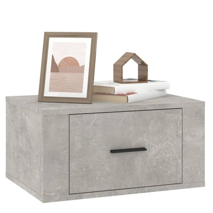 Concrete Grey Wall-Mounted Bedside Cabinet - 50x36x25 cm