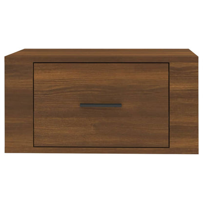 Compact Wall-Mounted Bedside Cabinet, Brown Oak, 50x36x25 cm