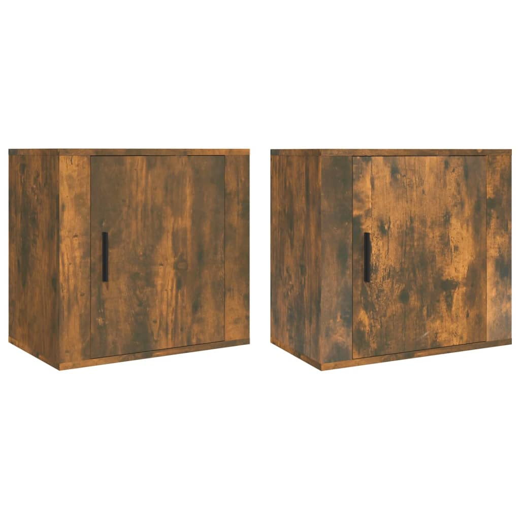 Smoked Oak Wall-Mounted Bedside Cabinets 2 Pcs - 50x30x47 cm